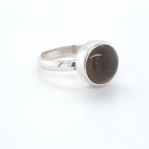Zilveren ring met Rookkwarts